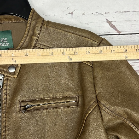 Women’s Faux Leather Racing Jacket Wild Fable Brown L - Picture 9 of 9